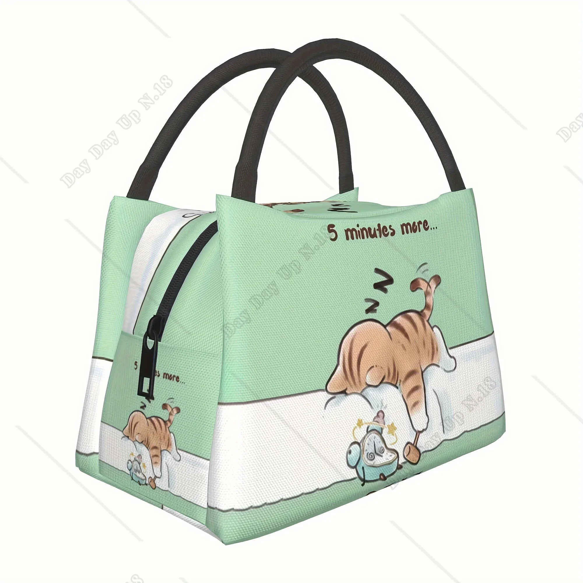 Sleeping Kitten Pattern Portable Reusable Cooler Bag, Insulated Lunch Bag, Essential for Camping Picnic Beach Suitable for Home