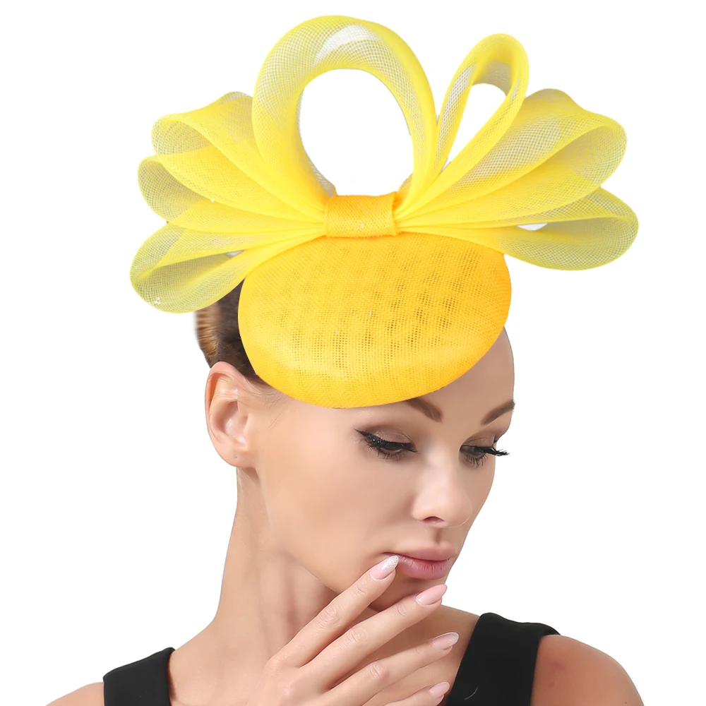 Elegant Champagne Wedding Hair Clip Fascinator Hat for women Chapeau Hair Accessory for Bride Women's Cocktail Headwear