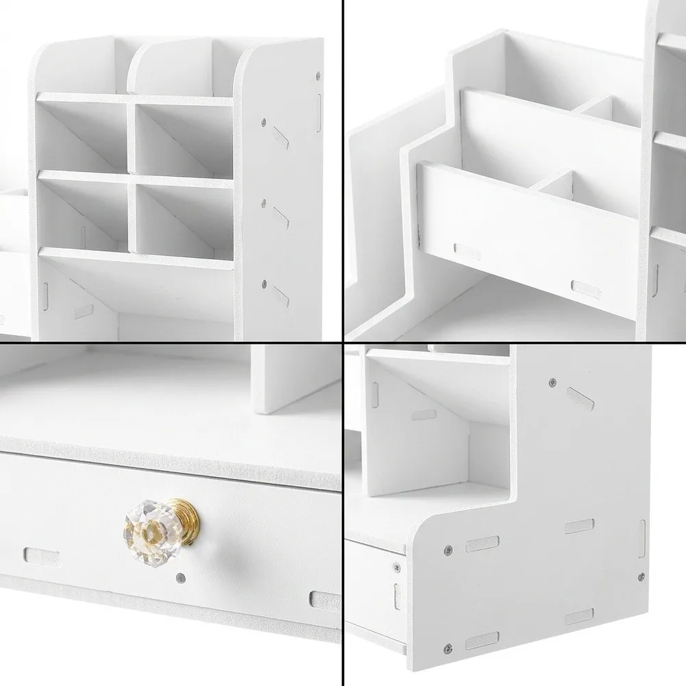 Wood Composite Desktop Organizer Designed for Efficient Storage of Pens Pencils Rulers Erasers and Other Stationery Items