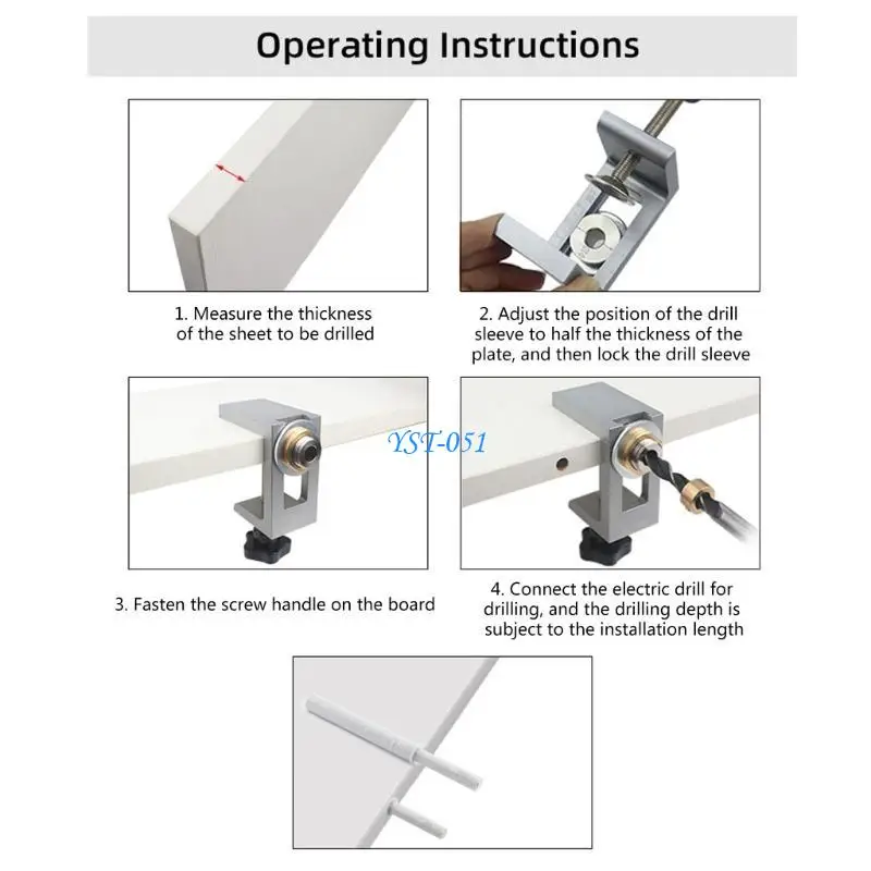 E15A النجارة ثقب الحفر دليل محدد ثقب فتاحة قالب للخزائن #3