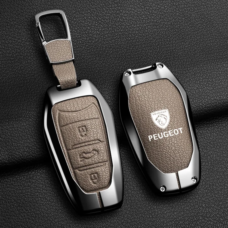 Car Zinc Alloy Key Case Bag For Peugeot GTLine 407 GT 208 308 408 508 608 2008 3008 4008 5008 RCZ Car Key Chain Metal Key Shell