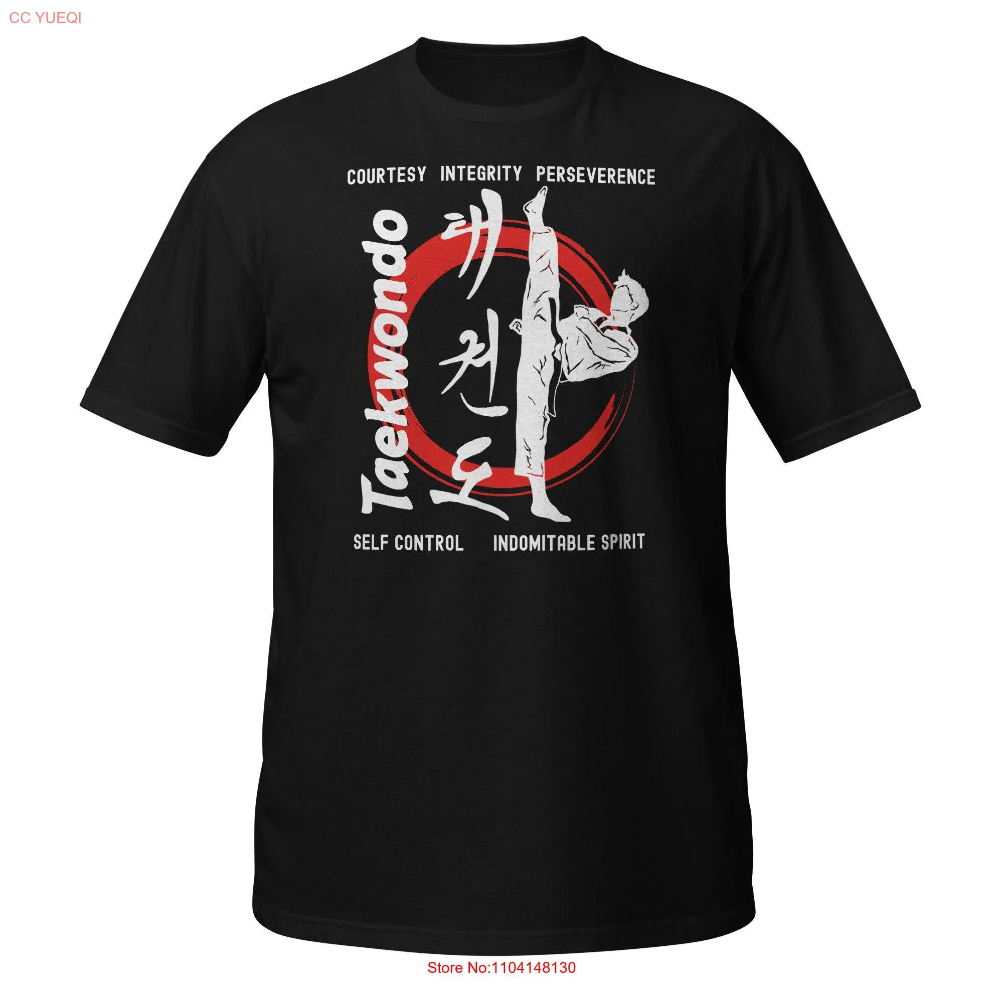 Taekwondo T Shirt Korean and English Martial Arts Top for Artists long or short sleeves