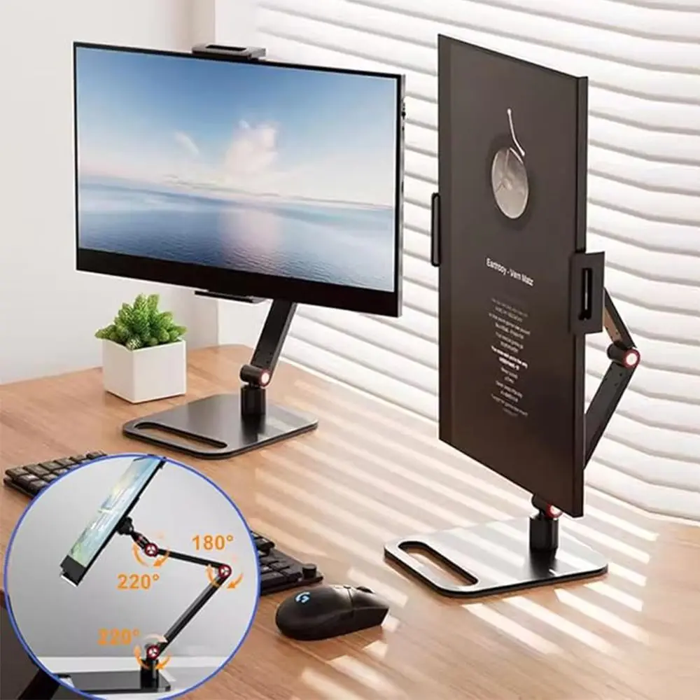 Pemegang Monitor portabel putar 360 °, dudukan layar Monitor dapat diputar bebas lubang, pemasangan Desktop tinggi dapat disesuaikan