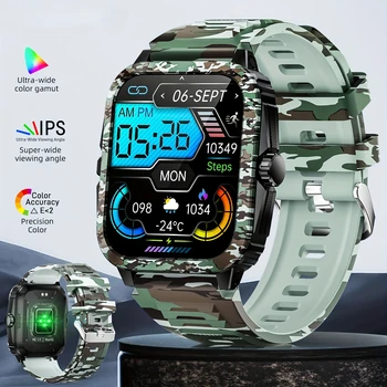 Camouflage Smartwatch, Exercise Recording/Voice Assistant, Fitness Tracker, 100+ Exercise Modes, For iPhone Android