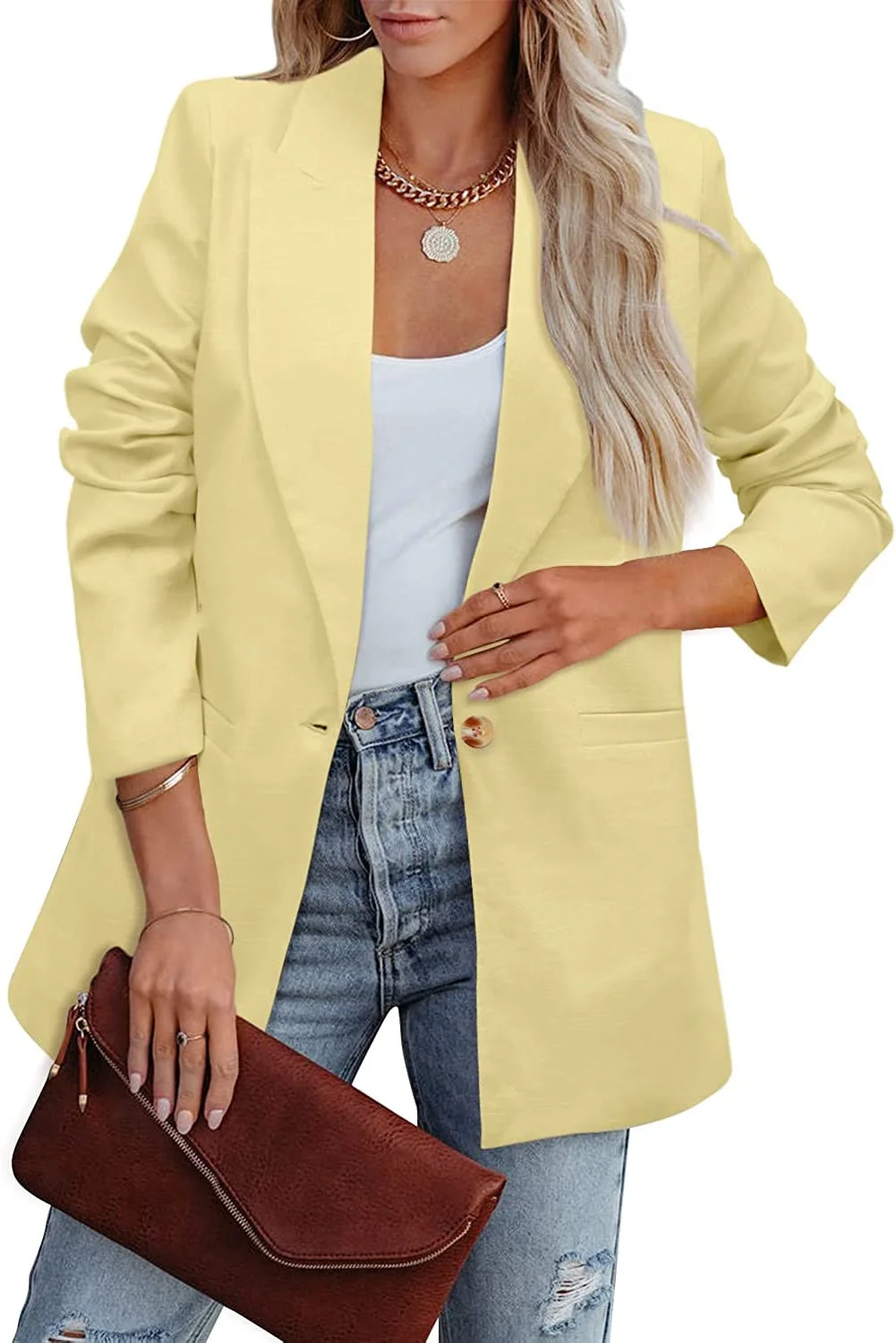 

Women's Long Sleeved Small Suit 2024 Spring Summer Latest Suit Collar Professional Slim Fit Top Jacket Elegant Coat Top Cardigan