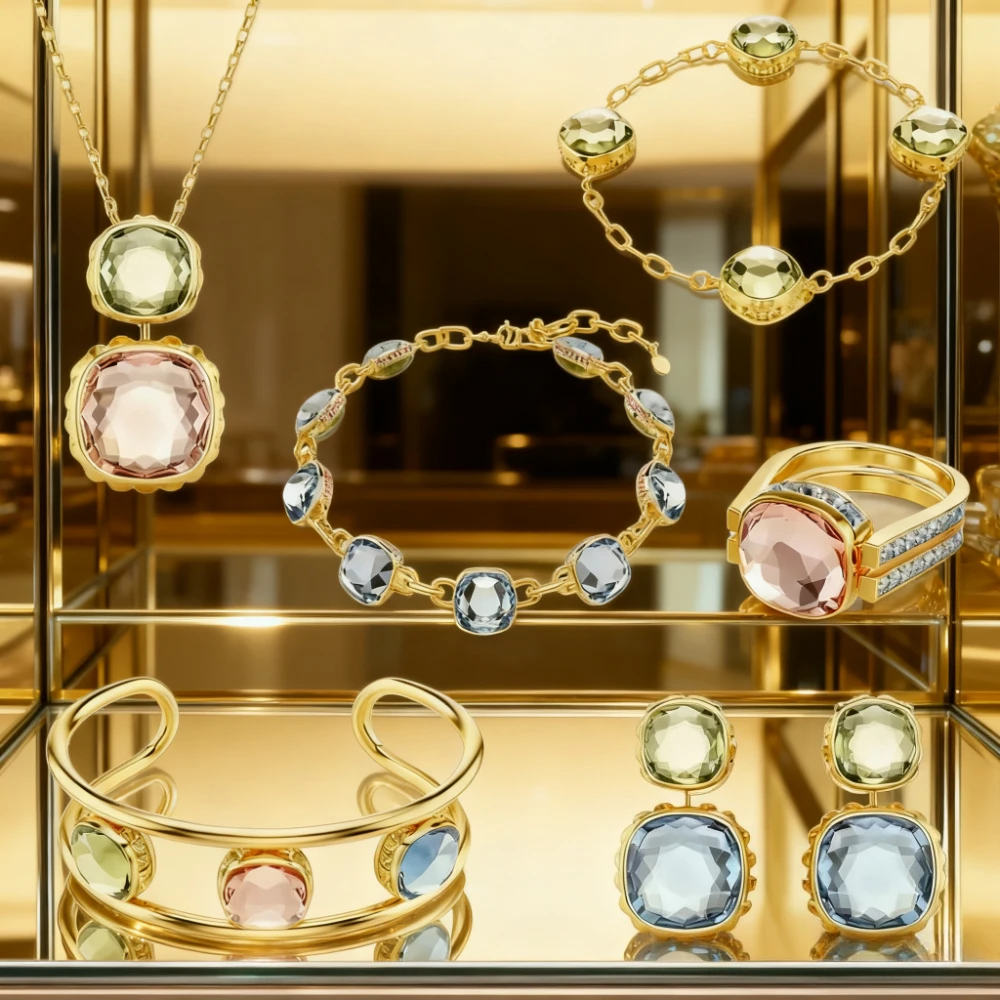 

2025 Trendy Jewelry High-end Design Necklace Pendant Earrings Bracelet Jewelry Set Dopamine Color Scheme Simple and Generous