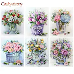 GATYZTORY 60x75cm Flower DIY Painting By Numbers Frameless Pictures by numbers On Canvas Wall Art For Home Decoration