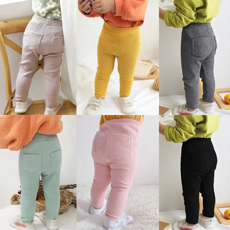 1-6Y Spring Autumn Baby Pants Newborn Girls Leggings Soild Color Cotton Pencil Pants Kids Children Leggings Baby Kids Trousers