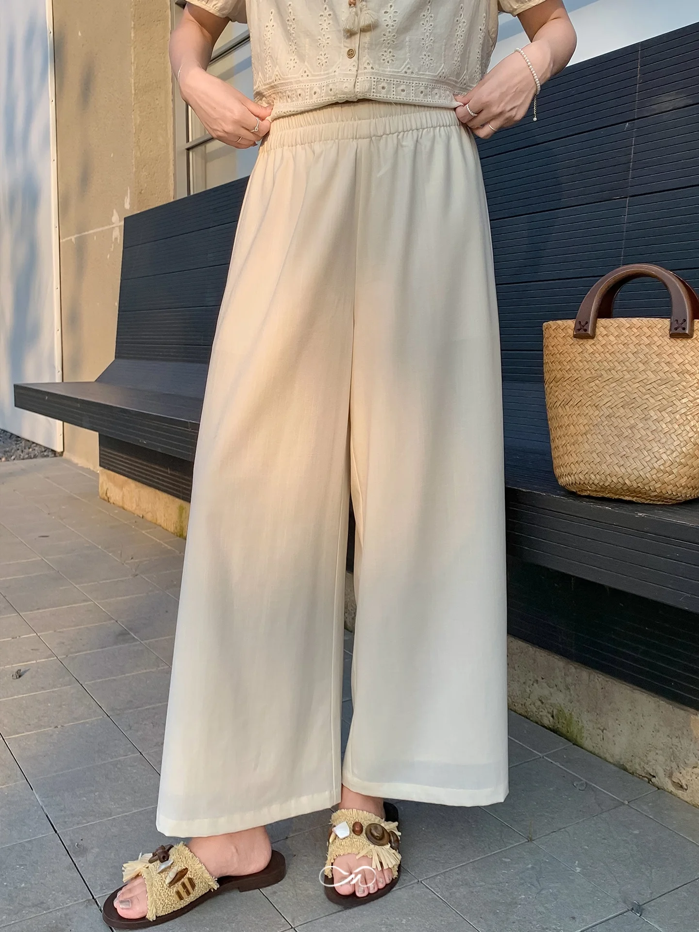 

Брюки женские Maxixe больших размеров, свободные, широкие, укороченные (9/10 длины), тонкие, летние, с высокой талией, повседневные, комфортные