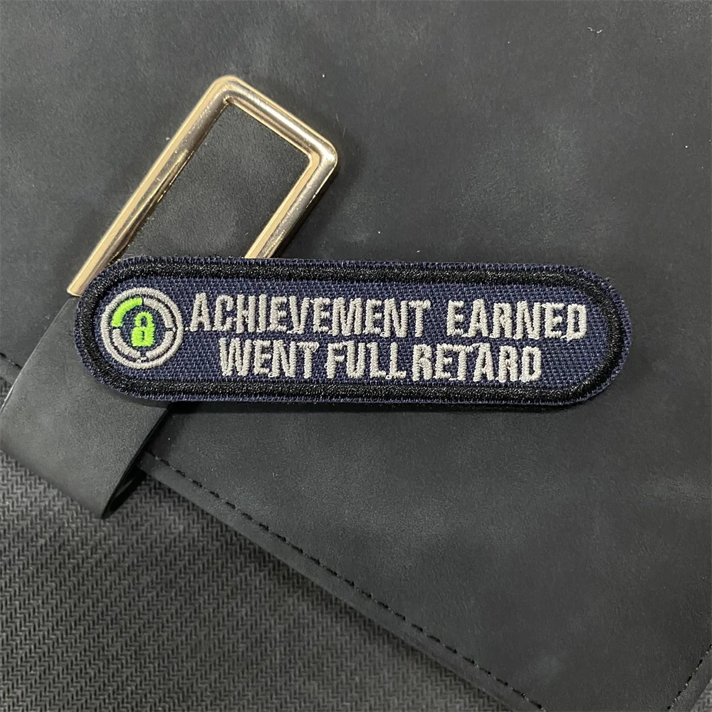 Achievement Earned Went Full Retard Humorous Funny Embroidered Patch for Clothes Hook and Loop Backpack Helmet Tactical Sticker