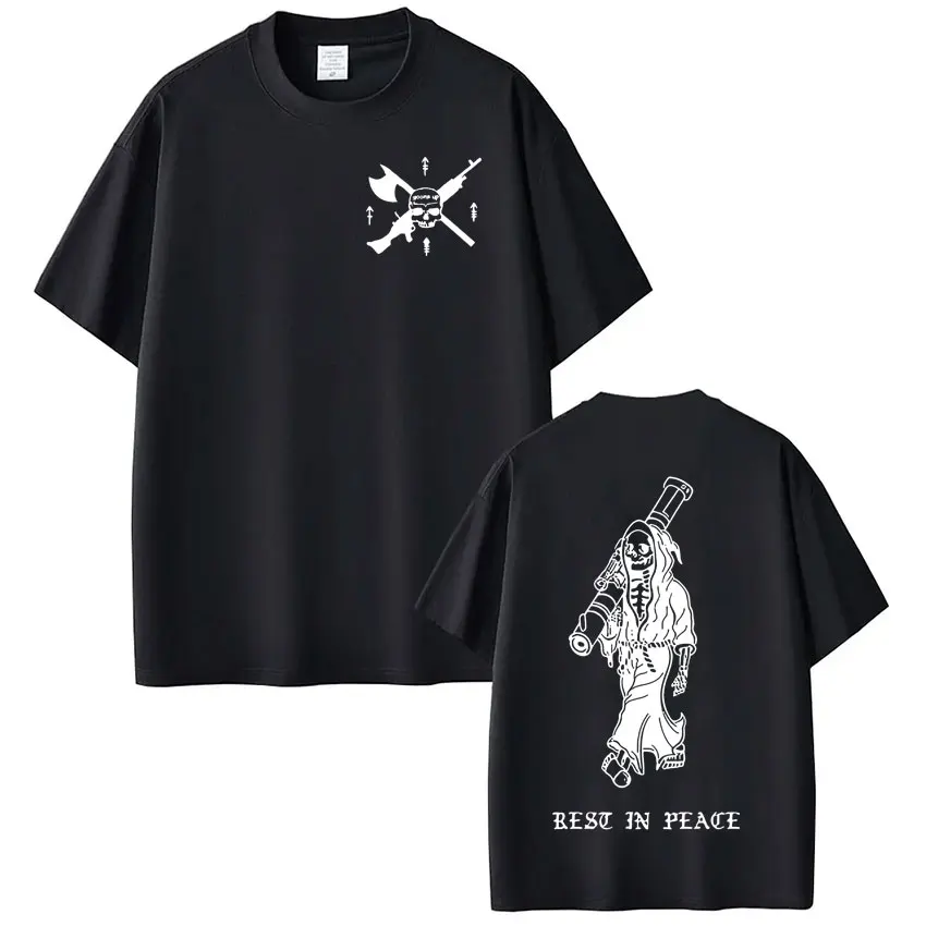 Rest in Peace Forward Observations Group Skeleton T-shirts Men Women Fashion Vintage Gothic Oversized Short Sleeve T Shirts Tops