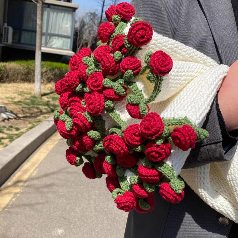 

New [Finished Product] Bouquet Blanket Yarn Handmade Weaving Flowers Festival Gift for Best Friends Mother's Day Valentine's Day