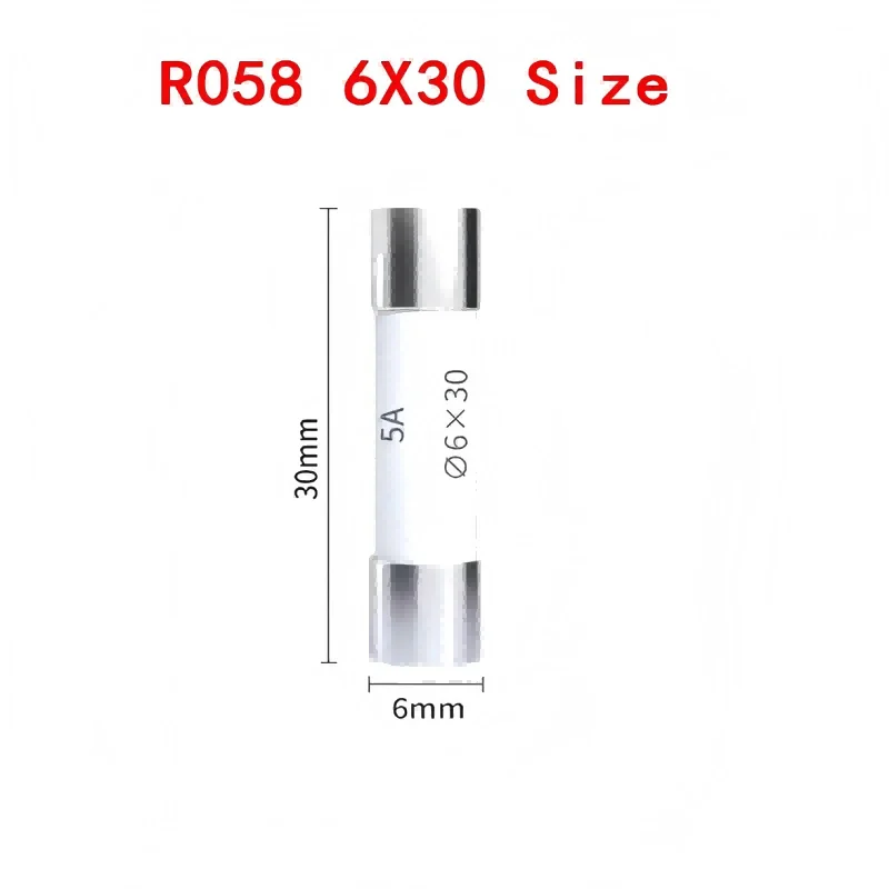 100 قطعة أنبوب السيراميك فيوز 6x25 مللي متر RO58 R058 250v 0.5A 1A 2A 3A 4A 5A 6A 8A 10A 15A 16A 20A 25A 30A 6*25 BS1362 #4