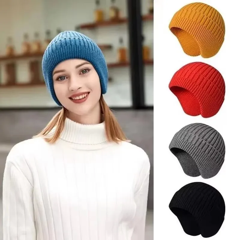 1/3pcs Imitation Rabbit Velvet Men Women Unisex Winter Hat Knitted Woolen Hat Earmuff Ear Protector Warm Thermal Cycling Ski Cap