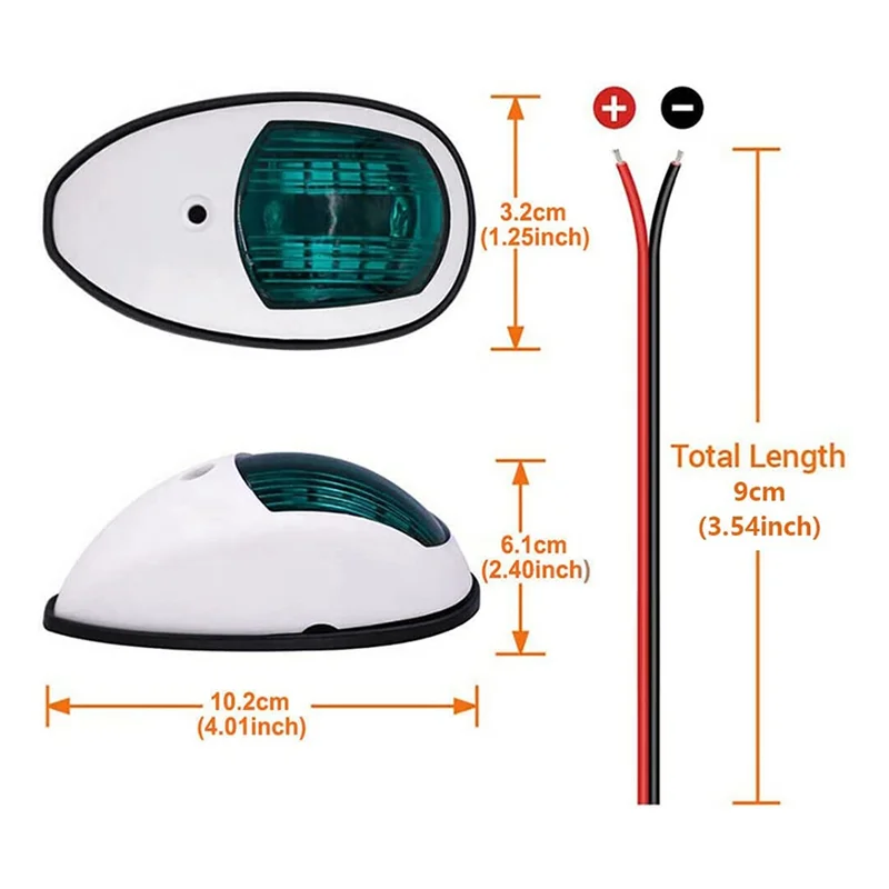 

2X Navigation Light LED Boat Side Light Signal Light Signal Warning Light Yacht Light White