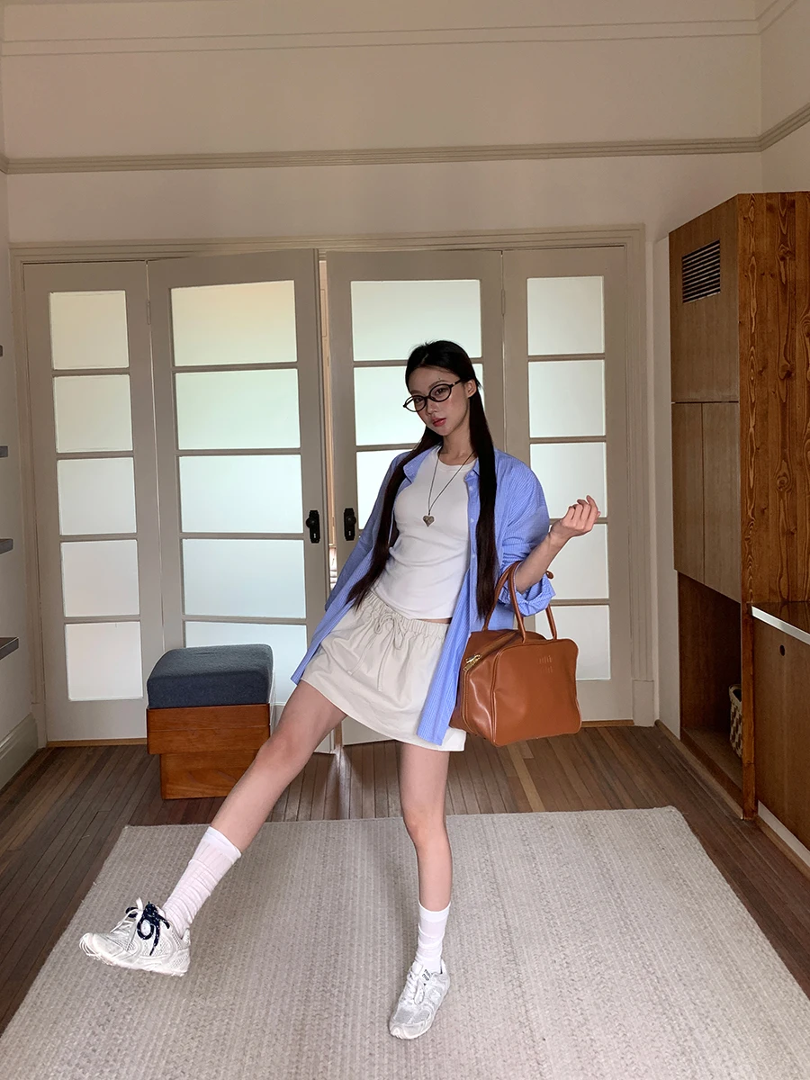 

Юбка трапециевидной формы с низкой талией, женская летняя новая облегающая юбка в корейском стиле, хлопковая прямая юбка-труба