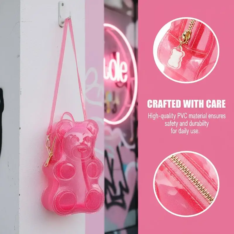 Ita Backpack Cute Bear Design Large Capacity Clear Display Bag Casual Shoulder Bag for Anime Fans Daily School Accessory