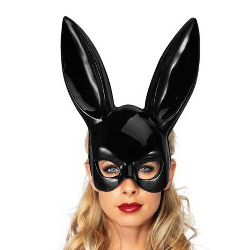 Masque Demi-visage Lapin Noir pour Femme, Boule de Maquillage, Accessoires d'Halloween, Rassemblement Cosplay, Fournitures de Performance