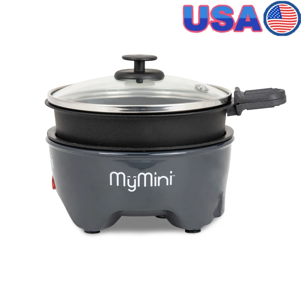 Sartén eléctrica para cocinar fideos de 5 pulgadas, olla caliente compacta, superficie de cocina antiadherente, mango de tacto frío, cocinas pequeñas ideales, RV, dormitorios