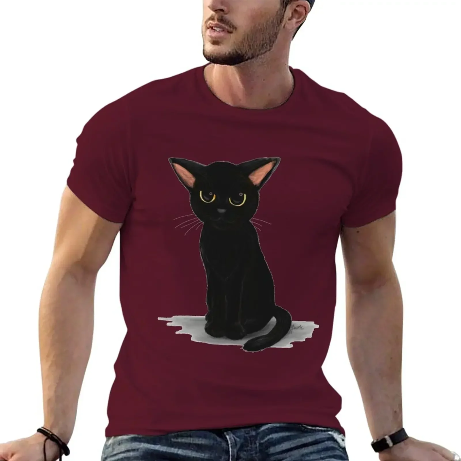 Oversized men clothing style Blouse summer tops kawaii clothes mens graphic t-shirts anime Cat Assassins T-Shirt harajuku Creed