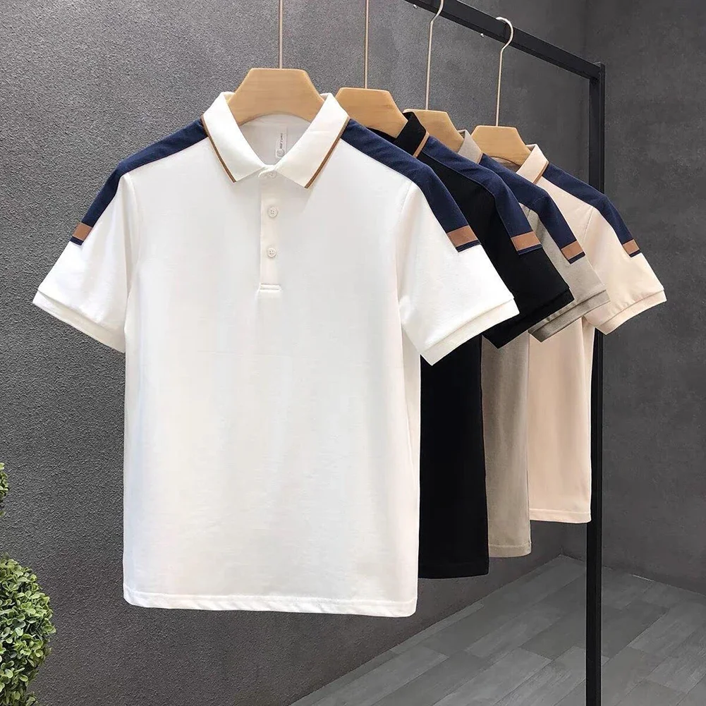 Top Men Shirt Vacation Daily Holiday Breathable Color Block Korean Style Short Sleeve Simple Youth Popular Top