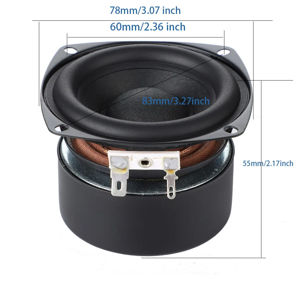 Altoparlante Subwoofer Da 78mm 4Ohm 60W – Woofer In Metallo Per Home Theater E Libreria, Suono Potente