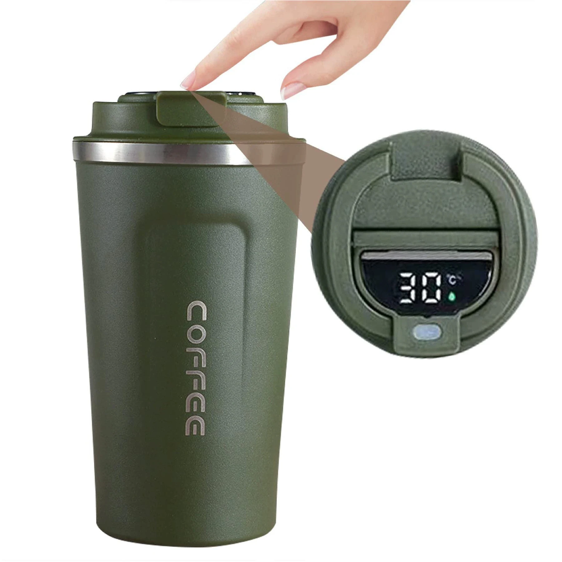 Isolierte Kaffeetasse, intelligente Temperaturanzeige, Kaffeetasse, Edelstahl, Thermosbecher, Reise-Wasserflasche, Auto, Büro, Wasserbecher