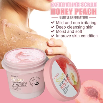 Honey Peach Body Scrub Cream Deeply Cleansing Exfoliating Scrub for Smooth & Glowing Skin…