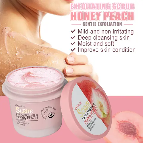 Honey Peach Body Scrub Cream Deeply Cleansing Exfoliating Scrub for Smooth & Glowing Skin Dead Skin Removal Moisturizing