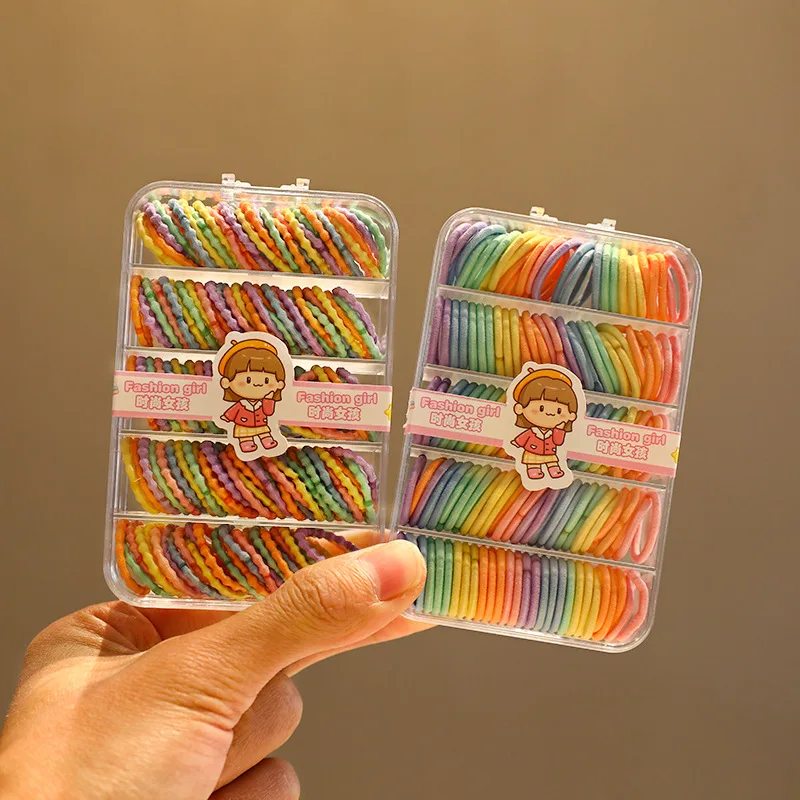 2026 Neu 150 Stück/Box Mini Dünne Regenbogen Baby Haargummis Hochelastische Nylon Spiralförmige Schonende Haarbänder für Kleinkinder Mädchen Kinder – Detail 2