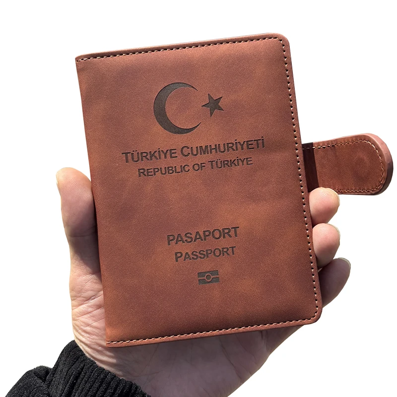 Türkei Reisepasshülle Damen Herren Vintage PU Leder Republik Türkiye Reisepasshülle Brieftasche Kartenhalter Türkisch