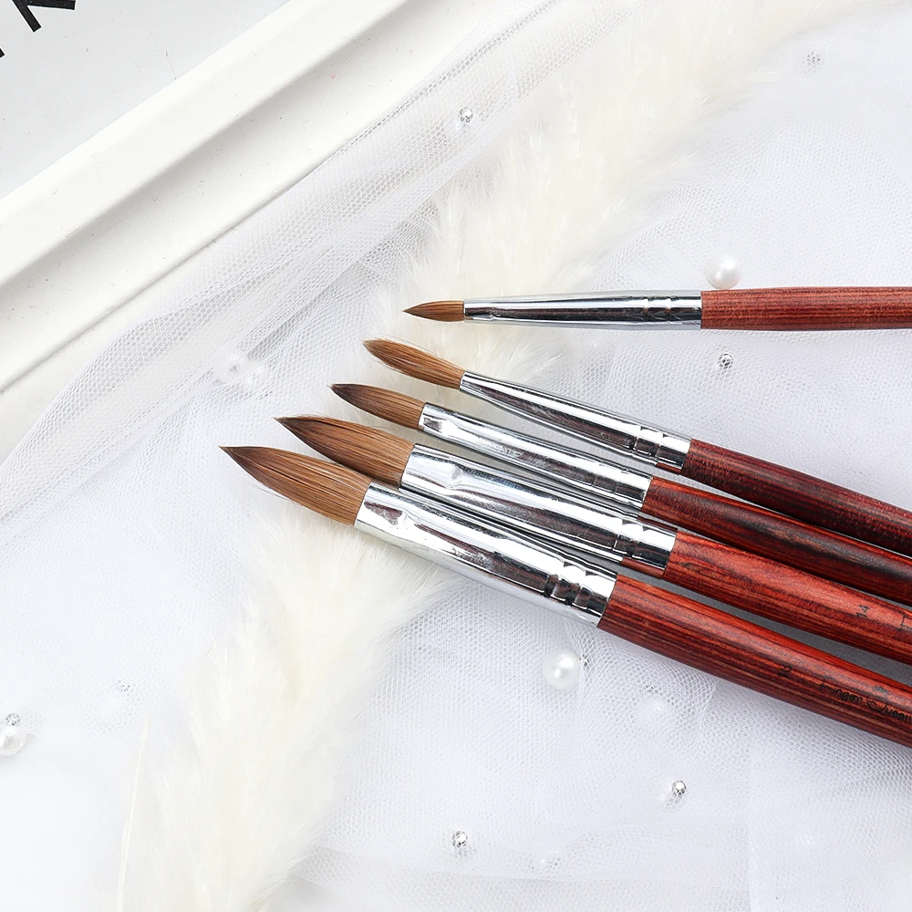 Red Wooden Handle Nylon Acrylic Nail Brush For Nail Art Brush Drawing Gel Extension Brushes Nails Pen Manicure Nail Art Tools