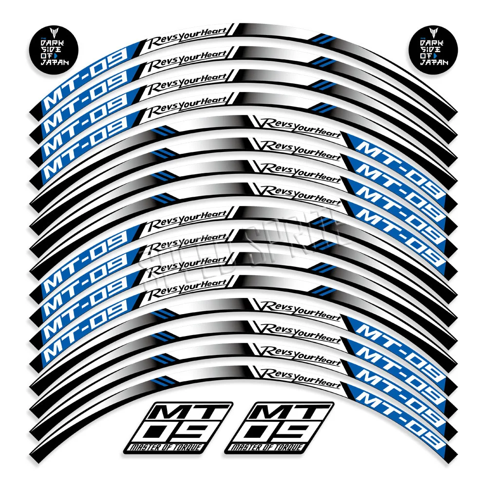 For MT09 MT-09 mt 09 Reflective Motorcycle Accessories Wheel Sticker Hub Decals Rim Stripe Tape