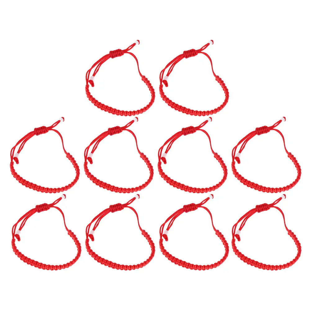 

10 pcs Red Rope Bracelet Adjustable Woven Bangle For Luck Protection Decorative Unisex Jewelry Gift Hand Chain