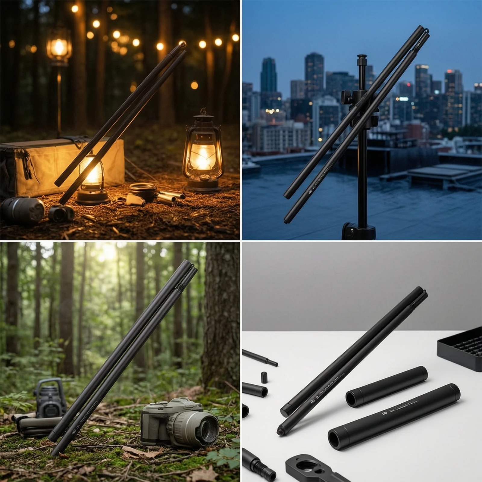 Modular Mount Matte Black Extension Module Swivel Head Mount Aluminum for Campers, Camping, Outdoor Cooking