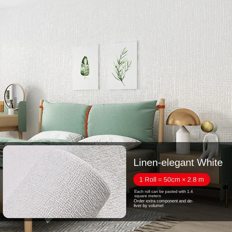 3d Dikker Zelfklevend Thermisch Isolatiebehang Linnen Effen Kleur Decor Muurstickers Renovatie Anti-Collision Behang