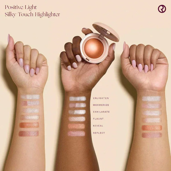 SELTENE SCHÖNHEIT Seidige Highlighter-Palette Aufhellende Palette Natürliche schimmernde Make-up-Puderpalette mit Spiegel, natürlich glatt