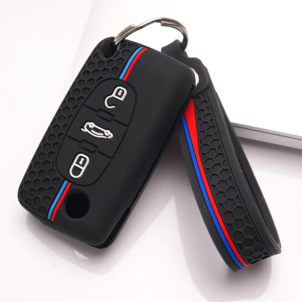 Key Fob Case Keychain For Peugeot 107 206 207 307 308 407 607 807 3008 5008 Partner Expert For Citroen C2 C3 C4 C5 C6 C8 Premium