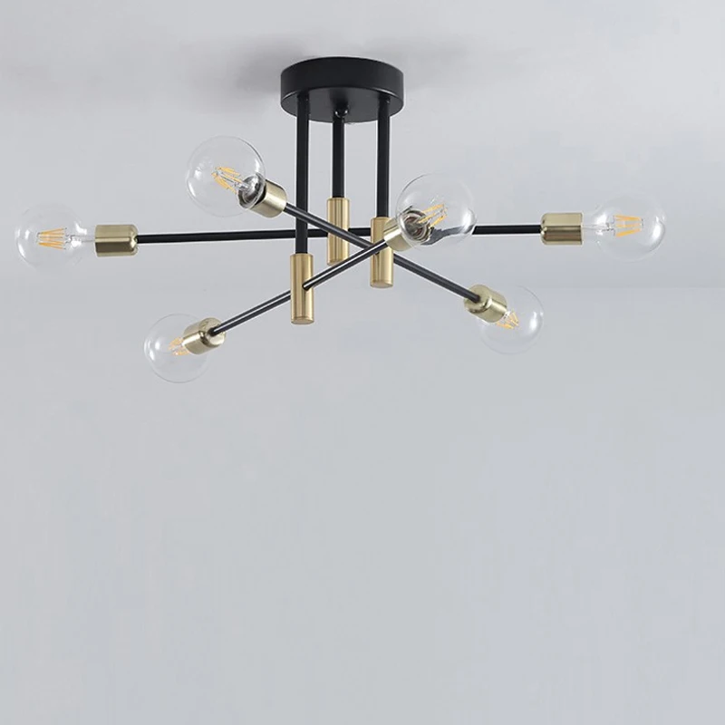 Retro Industrial Wrought Iron Ceiling Chandeliers LED Ceiling Lamp Home Luminaire Modern Living Room Lamps E27 Decoration Lights image 5