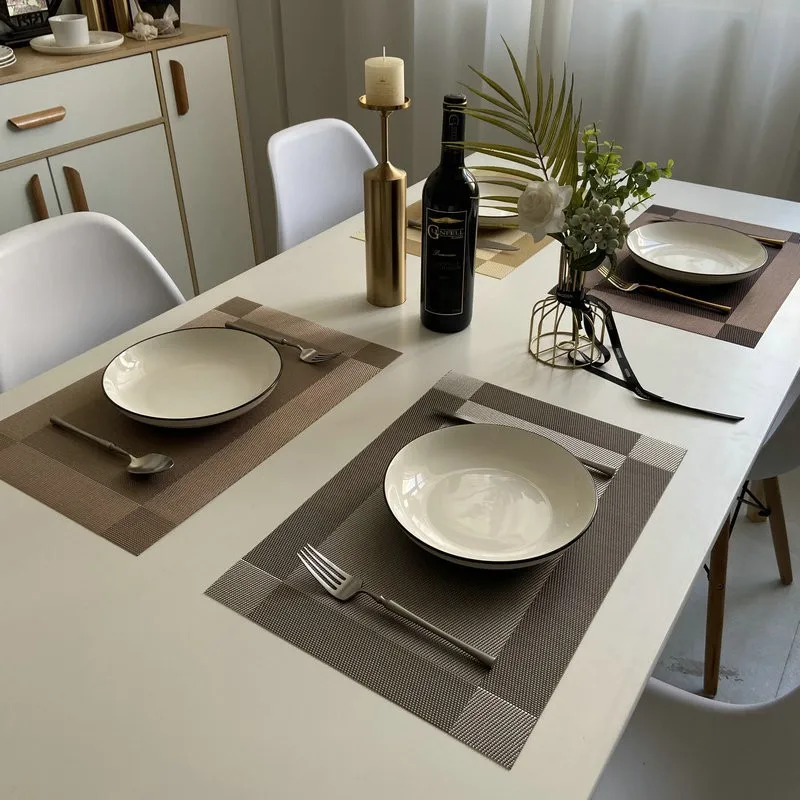 5Pcs/10Pcs Pvc Geometric Printed Placemats High-End Insulation Pad for Restaurant Hotel 45X30cm Anti-Slip Countertop Drainer Mat
