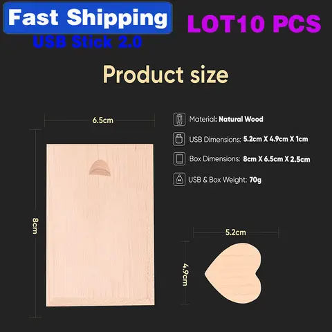 JASTER Heart Shape 10PCS USB Flash Drive 128GB Box Aliexpress Pen Drives 64GB Free Custom LOGO Memory Stick 32GB U Disk 16GB 8GB