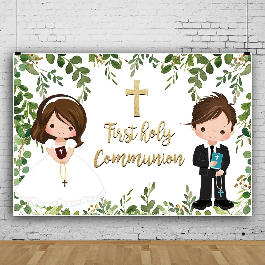 Fondo de primera comunión, telón de fondo para niña y niño, mi bautismo, Dios bendiga, fotografía, Baby Shower, sesión fotográfica, pancarta de fondo personalizada