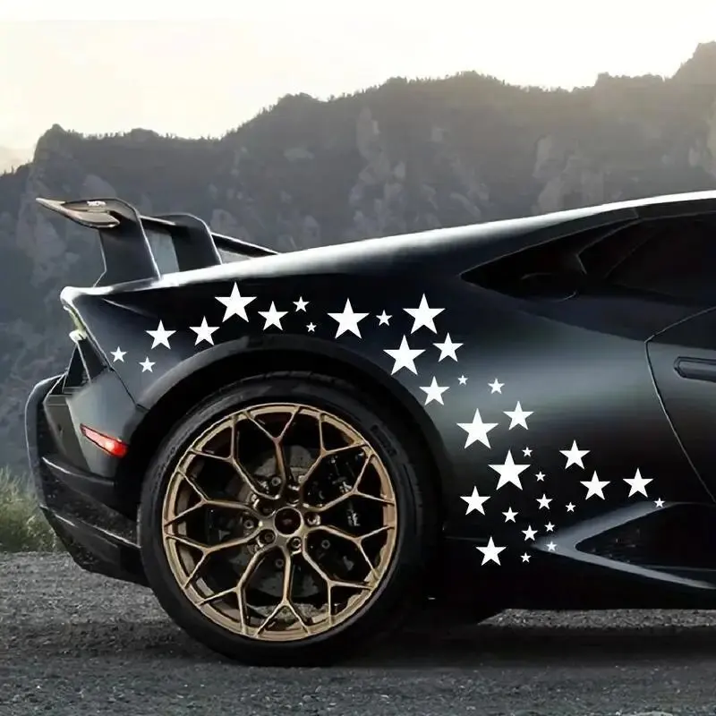 60pcs Five-pointed Star Car Body DIY Stickers Set, Racing Door Side Vinyl Decal Night Run Sport Competition Style Decorative