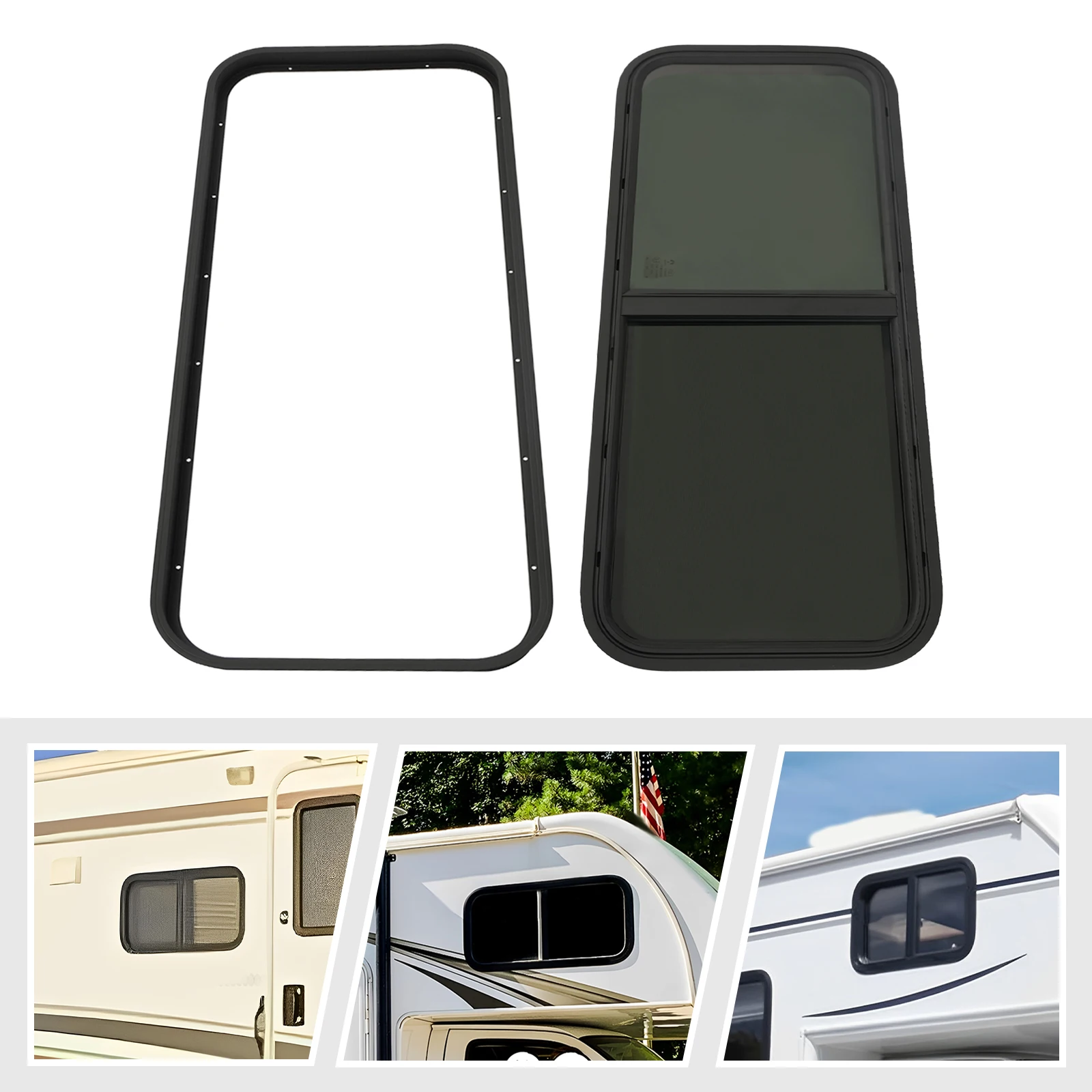 نافذة منزلقة أفقية RV مقاس 42 بوصة × 22 بوصة مع شاشة ناموسية، عالمية لمقطورات RVs مع صفائح معدنية مقاس 2-6/48-55 مم #2