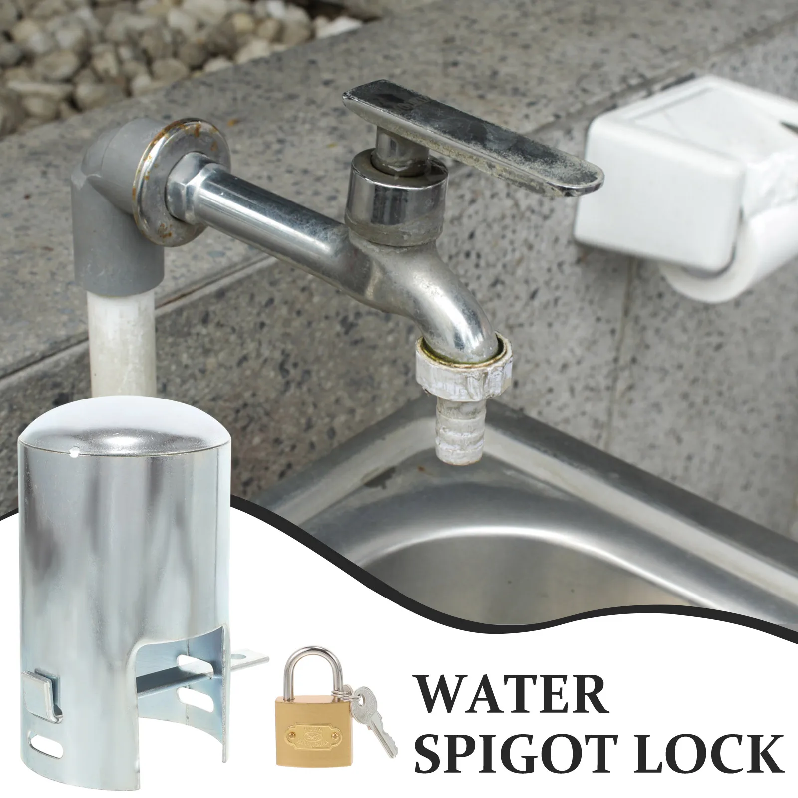 

1 set Faucet Lock Outdoor Spigot Iron Theft Protection Garden Tap Outdoor Faucet Cover Water Spout Cover for Outside Use