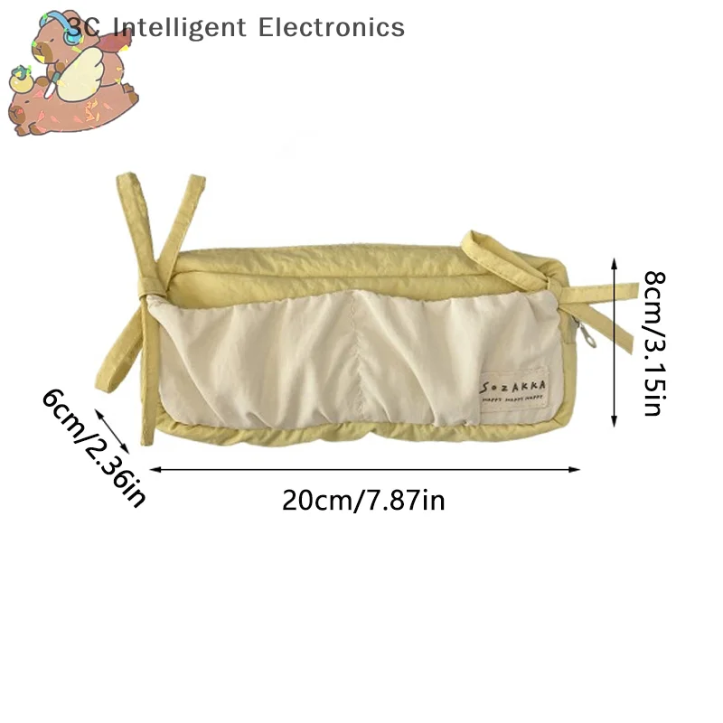 Ins Style Blue Bow Pencil Case Cute Multi Functional Large Capacity Stationery Organizer Storage Bag Student Pen Bag Makeup Bag