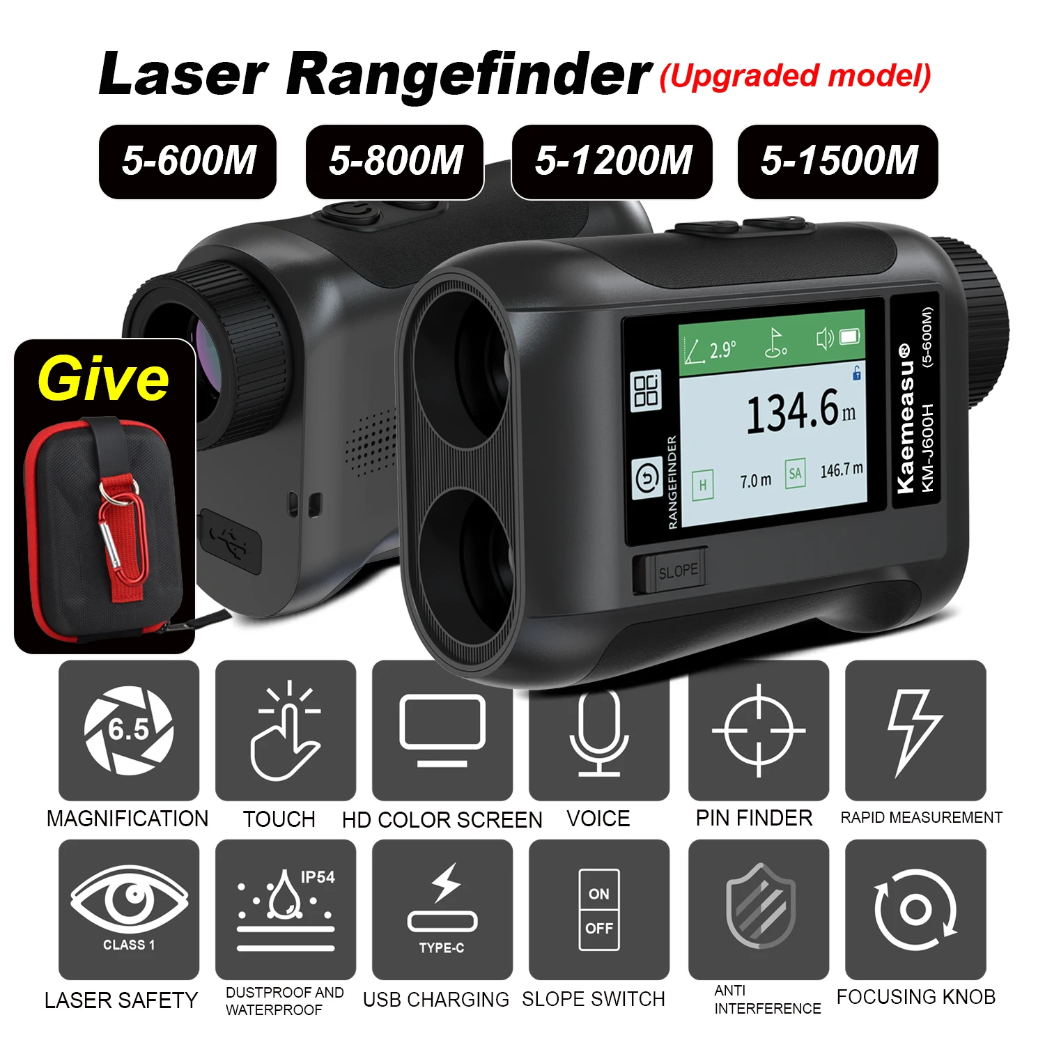 Imagem -04 - Golf Laser Rangefinder Telescopio Range Finder Caça com Inclinação de Vibração Handheld Distância Medidor Engenharia Elétrica