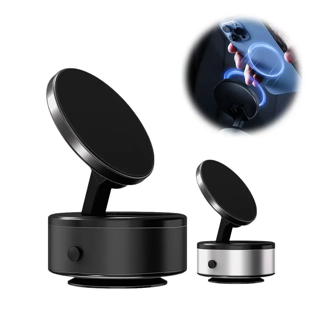 Magnetic Vacuum Suction Cup Phone Holder 360° Rotation Magnetic Car Phone Holder Dashboard Navigation Phone Mount Standing