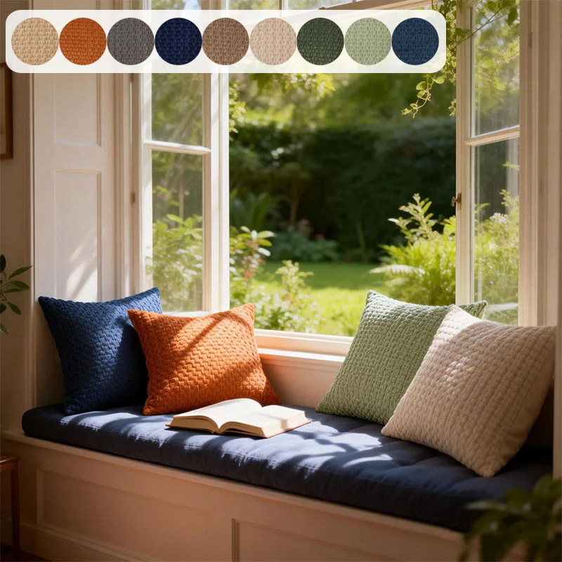 

The Three-dimensional Texture Pillow Cover with Front and Back Identical Material Invisible Zipper Easy To Disassemble and Wash