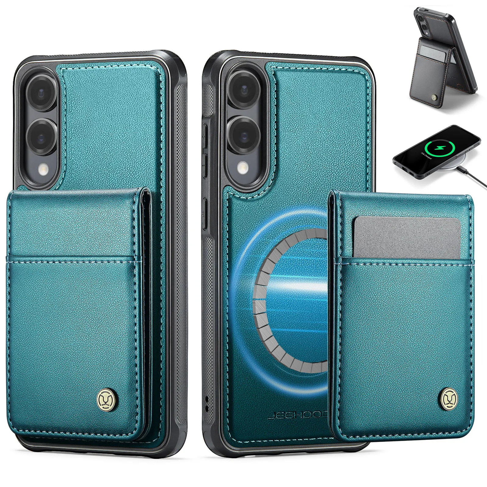 

2 in 1 Magnetic Card Slot Leather Capa for Samsung Galaxy S25 Edge S24 Ultra S23 Plus S22 S21 Case Stand Phone Cover Funda